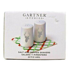 Gartner Studios Silver Reindeer Salt Pepper Shaker 2 Piece Set Holiday Christmas